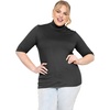 image:imageWomens Plus Size Short Sleeve Turtleneck Black 4X  95 polyester 5 spandex 4 way stretch fold over collar interview tops for women turtleneck tops for women work top
