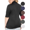 image:imageWomens Plus Size Short Sleeve Turtleneck Black 4X  95 polyester 5 spandex 4 way stretch fold over collar interview tops for women turtleneck tops for women work top