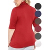 image:imageWomens Plus Size Short Sleeve Turtleneck Red 3X  95 polyester 5 spandex 4 way stretch fold over collar interview tops for women turtleneck tops for women work top