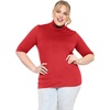 image:imageWomens Plus Size Short Sleeve Turtleneck Red 3X  95 polyester 5 spandex 4 way stretch fold over collar interview tops for women turtleneck tops for women work top