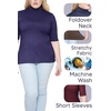 image:imageWomens Plus Size Short Sleeve Turtleneck Red 3X  95 polyester 5 spandex 4 way stretch fold over collar interview tops for women turtleneck tops for women work top