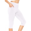 image:imageSTRETCH IS COMFORT Capri Leggings for Women Plus Size Pants with Pockets  Wide high waist knee length 95 polyester 5 spandex leggings for women tummy control Yoga leggings with pockets for womenWhite