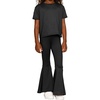 image:imageSTRETCH IS COMFORT Girls 2 Piece Play Outfit  Oh So Soft Short Sleeve Top amp Stretchy Bell Bottom Pant Set  Youth XSXLBlack