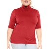image:imageWomens Plus Size Short Sleeve Turtleneck Red 3X  95 polyester 5 spandex 4 way stretch fold over collar interview tops for women turtleneck tops for women work top