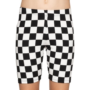 image:imageGirls Bike Shorts Girls Volleyball Shorts for Dance Gymnastics Cheer Yoga Kids Athletic Cotton Spandex Cartwheel ReadyCheckered Black and White