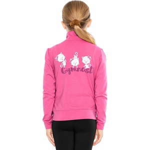 image:imageGirls Glitter  Gymnastics Cats Jacket Mock Neck  Youth Size 412Rapberry White Cats