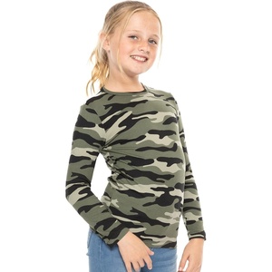 image:imageGirls Long Sleeve Shirts  Soft Crew Neck Top  Short Sleeve  Long Sleeve Shirt Girls Size 2T  16Green Camouflage