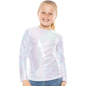 image:imageGirls Long Sleeve Shirts  Soft Crew Neck Top  Short Sleeve  Long Sleeve Shirt Girls Size 2T  16Mystique Holographic Silver