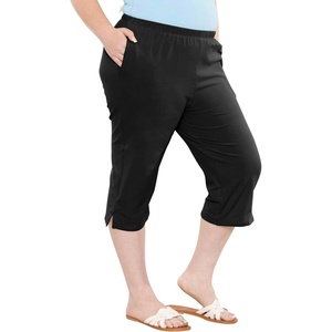 image:imageSTRETCH IS COMFORT Capri Pants for Women with Pockets Womens Capris Black  95 cotton 5 spandex soft 4 way stretch straight leg Vnotch hem capris for women with pockets cropped pants for womenBlack