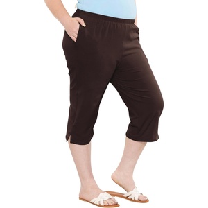 image:imageSTRETCH IS COMFORT Capri Pants for Women with Pockets Womens Capris Black  95 cotton 5 spandex soft 4 way stretch straight leg Vnotch hem capris for women with pockets cropped pants for womenBrown