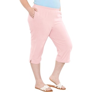 image:imageSTRETCH IS COMFORT Capri Pants for Women with Pockets Womens Capris Black  95 cotton 5 spandex soft 4 way stretch straight leg Vnotch hem capris for women with pockets cropped pants for womenLight Pink
