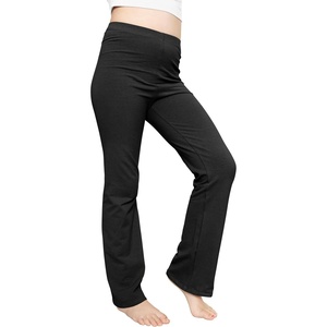 image:imageSTRETCH IS COMFORT Girls Cotton High Rise  Straight Leg Yoga Girl Pants  Flare Pants  Leggings for Girls  Size 414Black