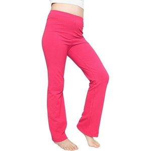 image:imageSTRETCH IS COMFORT Girls Cotton High Rise  Straight Leg Yoga Girl Pants  Flare Pants  Leggings for Girls  Size 414Hot Pink
