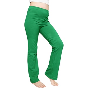 image:imageSTRETCH IS COMFORT Girls Cotton High Rise  Straight Leg Yoga Girl Pants  Flare Pants  Leggings for Girls  Size 414Kelly Green
