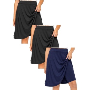 image:imageSTRETCH IS COMFORT Girls Knee Length or Midi Length Aline Skirt with Builtin Shorts 3 Pack  Size 416Blackblacknavy
