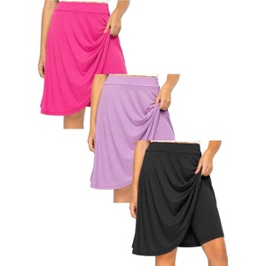 image:imageSTRETCH IS COMFORT Girls Knee Length or Midi Length Aline Skirt with Builtin Shorts 3 Pack  Size 416Blackhot Pinklilac