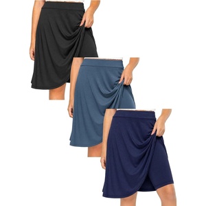 image:imageSTRETCH IS COMFORT Girls Knee Length or Midi Length Aline Skirt with Builtin Shorts 3 Pack  Size 416Blacknavyteal