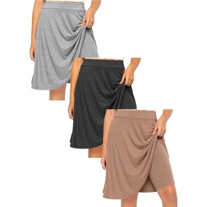 image:imageSTRETCH IS COMFORT Girls Knee Length or Midi Length Aline Skirt with Builtin Shorts 3 Pack  Size 416Charcoalheathermocha