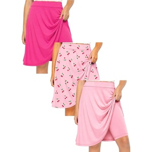 image:imageSTRETCH IS COMFORT Girls Knee Length or Midi Length Aline Skirt with Builtin Shorts 3 Pack  Size 416Hot Pinklight Pinkcherries