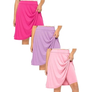 image:imageSTRETCH IS COMFORT Girls Knee Length or Midi Length Aline Skirt with Builtin Shorts 3 Pack  Size 416Hot Pinklight Pinklilac