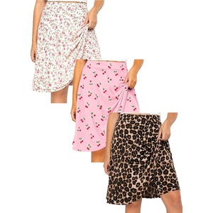 image:imageSTRETCH IS COMFORT Girls Knee Length or Midi Length Aline Skirt with Builtin Shorts 3 Pack  Size 416Leopardpink Rosecherries