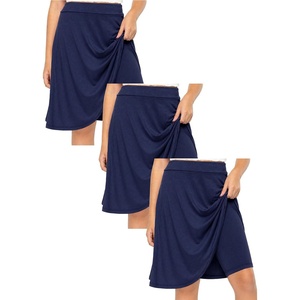 image:imageSTRETCH IS COMFORT Girls Knee Length or Midi Length Aline Skirt with Builtin Shorts 3 Pack  Size 416Navy 3 Pack