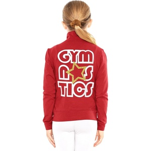 image:imageSTRETCH IS COMFORT Glitter  Gymnastics Jacket Mock Neck  Youth Size 416Red Gymnastic White Gold