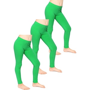 image:imageSTRETCH IS COMFORT Leggings for Girls 3 Pack Stretch Girls Leggings Pants  Soft medium weight knit elastic waist Girl Pants under dresses skirts school Toddler Leggings Black Leggings GirlsKelly Green
