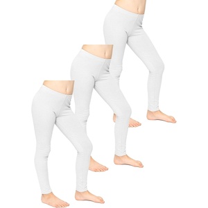 image:imageSTRETCH IS COMFORT Leggings for Girls 3 Pack Stretch Girls Leggings Pants  Soft medium weight knit elastic waist Girl Pants under dresses skirts school Toddler Leggings Black Leggings GirlsHeather Gray