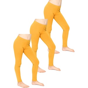 image:imageSTRETCH IS COMFORT Leggings for Girls 3 Pack Stretch Girls Leggings Pants  Soft medium weight knit elastic waist Girl Pants under dresses skirts school Toddler Leggings Black Leggings GirlsMustard Yellow
