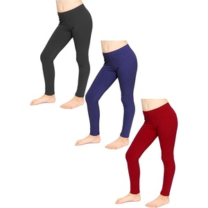 image:imageSTRETCH IS COMFORT Leggings for Girls 3 Pack Stretch Girls Leggings Pants  Soft medium weight knit elastic waist Girl Pants under dresses skirts school Toddler Leggings Black Leggings GirlsBlack  Navy Blue  Burgundy