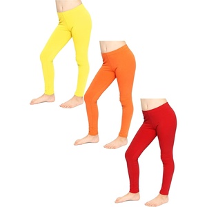 image:imageSTRETCH IS COMFORT Leggings for Girls 3 Pack Stretch Girls Leggings Pants  Soft medium weight knit elastic waist Girl Pants under dresses skirts school Toddler Leggings Black Leggings GirlsYellow  Orange  Red