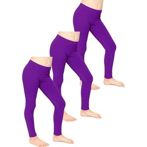 image:imageSTRETCH IS COMFORT Leggings for Girls 3 Pack Stretch Girls Leggings Pants  Soft medium weight knit elastic waist Girl Pants under dresses skirts school Toddler Leggings Black Leggings GirlsPurple