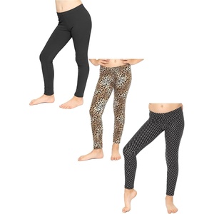 image:imageSTRETCH IS COMFORT Leggings for Girls 3 Pack Stretch Girls Leggings Pants  Soft medium weight knit elastic waist Girl Pants under dresses skirts school Toddler Leggings Black Leggings GirlsBlack  Brown Cheetah  Polka Dot