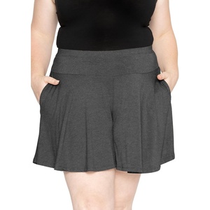 image:imageSTRETCH IS COMFORT Plus Size Shorts Women Flowy Wide Leg Summer Shorts for Curvy Women Casual Lightweight with PocketsCharcoal Gray