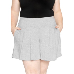 image:imageSTRETCH IS COMFORT Plus Size Shorts Women Flowy Wide Leg Summer Shorts for Curvy Women Casual Lightweight with PocketsHeather Gray