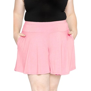 image:imageSTRETCH IS COMFORT Plus Size Shorts Women Flowy Wide Leg Summer Shorts for Curvy Women Casual Lightweight with PocketsLight Pink
