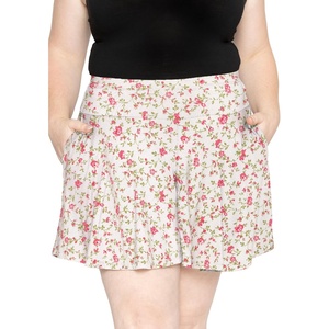 image:imageSTRETCH IS COMFORT Plus Size Shorts Women Flowy Wide Leg Summer Shorts for Curvy Women Casual Lightweight with PocketsPink Rose Vine
