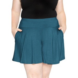 image:imageSTRETCH IS COMFORT Plus Size Shorts Women Flowy Wide Leg Summer Shorts for Curvy Women Casual Lightweight with PocketsTeal