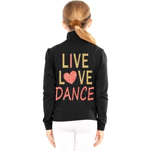image:imageSTRETCH IS COMFORT Sparkle Dance Warm Up Jacket for Girls and Women  Glitter Performance Studio Competition Zip LayerLive Love Dance Gold and Coral