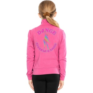 image:imageSTRETCH IS COMFORT Sparkle Dance Warm Up Jacket for Girls and Women  Glitter Performance Studio Competition Zip LayerRaspberry Dance  Sparkle