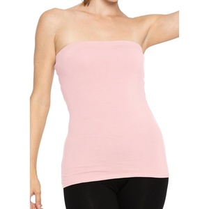 image:imageSTRETCH IS COMFORT Tube Tops for Women Cotton Bandeau Top White Tube Top  Soft stretch blend elongated coverage layering under jackets plus size tube top black tube top strapless tops for womenLight Pink