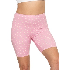 image:imageSTRETCH IS COMFORT Womens Biker Shorts Plus Size Cotton Spandex  Gym Work Out Sports Recreation Bike Running Shorts WomenPink Daisies