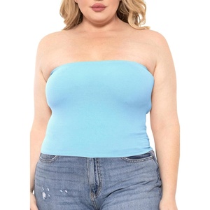 image:imageSTRETCH IS COMFORT Womens Regular and Plus Size Crop Tube Top  Sizes Small  5XSky Blue