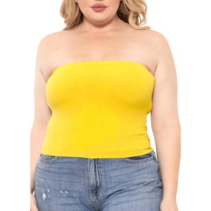 image:imageSTRETCH IS COMFORT Womens Regular and Plus Size Crop Tube Top  Sizes Small  5XYellow