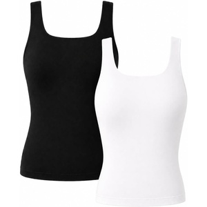 image:imageSTRETCH IS COMFORT Womens and Plus DoubleLayered Tank Top  MidLength Sleek and Modern for Everyday Wear  S5XLBlack  White
