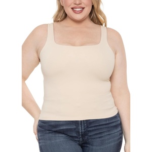 image:imageSTRETCH IS COMFORT Womens and Plus DoubleLayered Tank Top  MidLength Sleek and Modern for Everyday Wear  S5XLCream