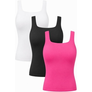 image:imageSTRETCH IS COMFORT Womens and Plus DoubleLayered Tank Top  MidLength Sleek and Modern for Everyday Wear  S5XLWhite  Black  Pink