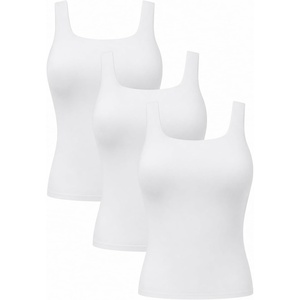 image:imageSTRETCH IS COMFORT Womens and Plus DoubleLayered Tank Top  MidLength Sleek and Modern for Everyday Wear  S5XLWhite 3 Pack