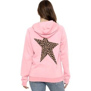image:imageSTRETCH IS COMFORT Womens and Plus Side Soft Hoodie with Extra Side Seam Zippered Pocket  Cozy and Functional  S5XLeopard Star Light Pink